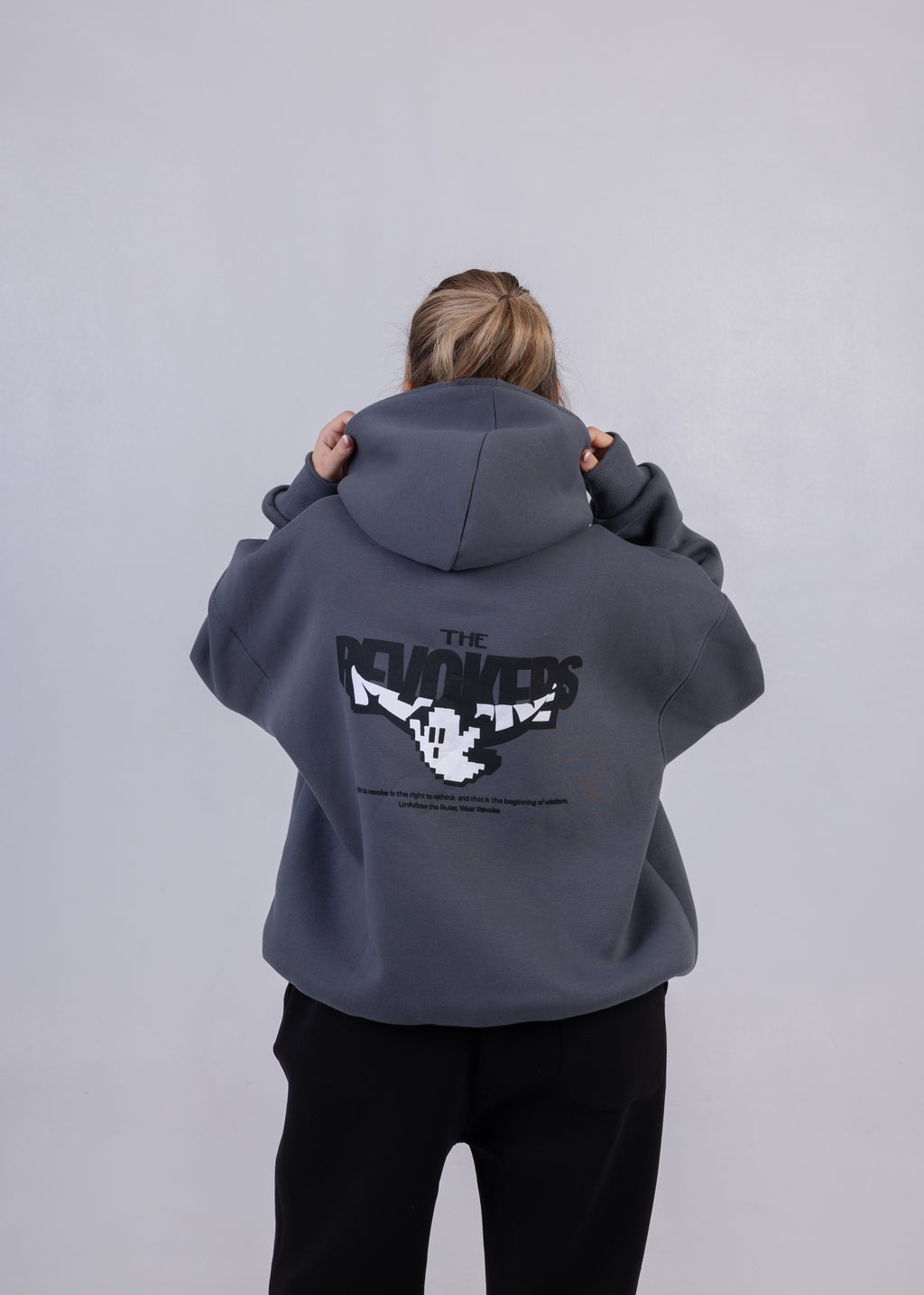 REVOKE Washed Grey Hoodie