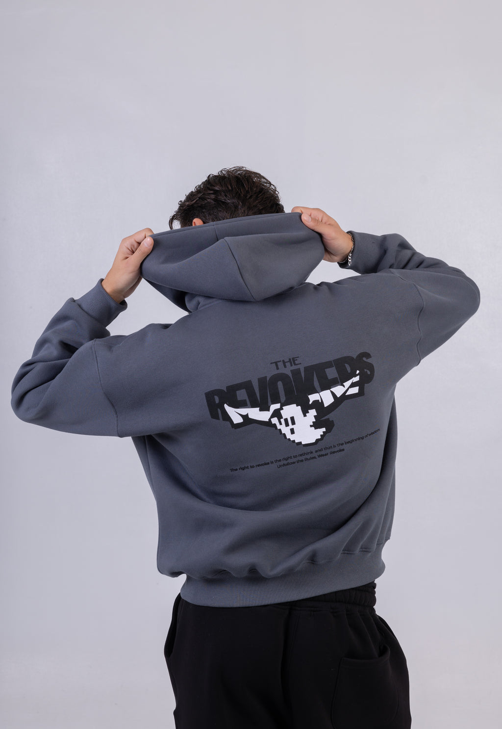 REVOKE Washed Grey Hoodie