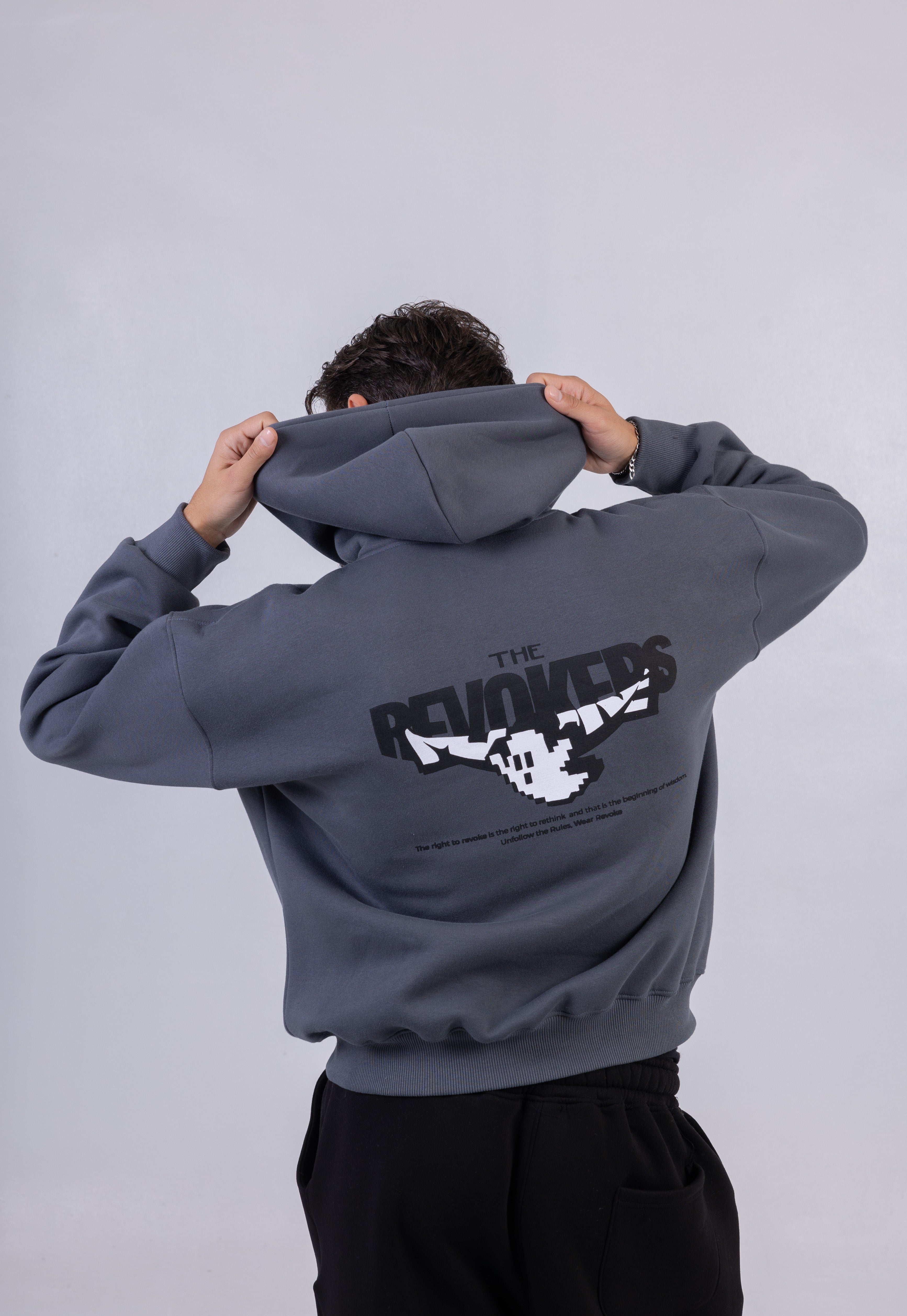 REVOKE Washed Grey Hoodie