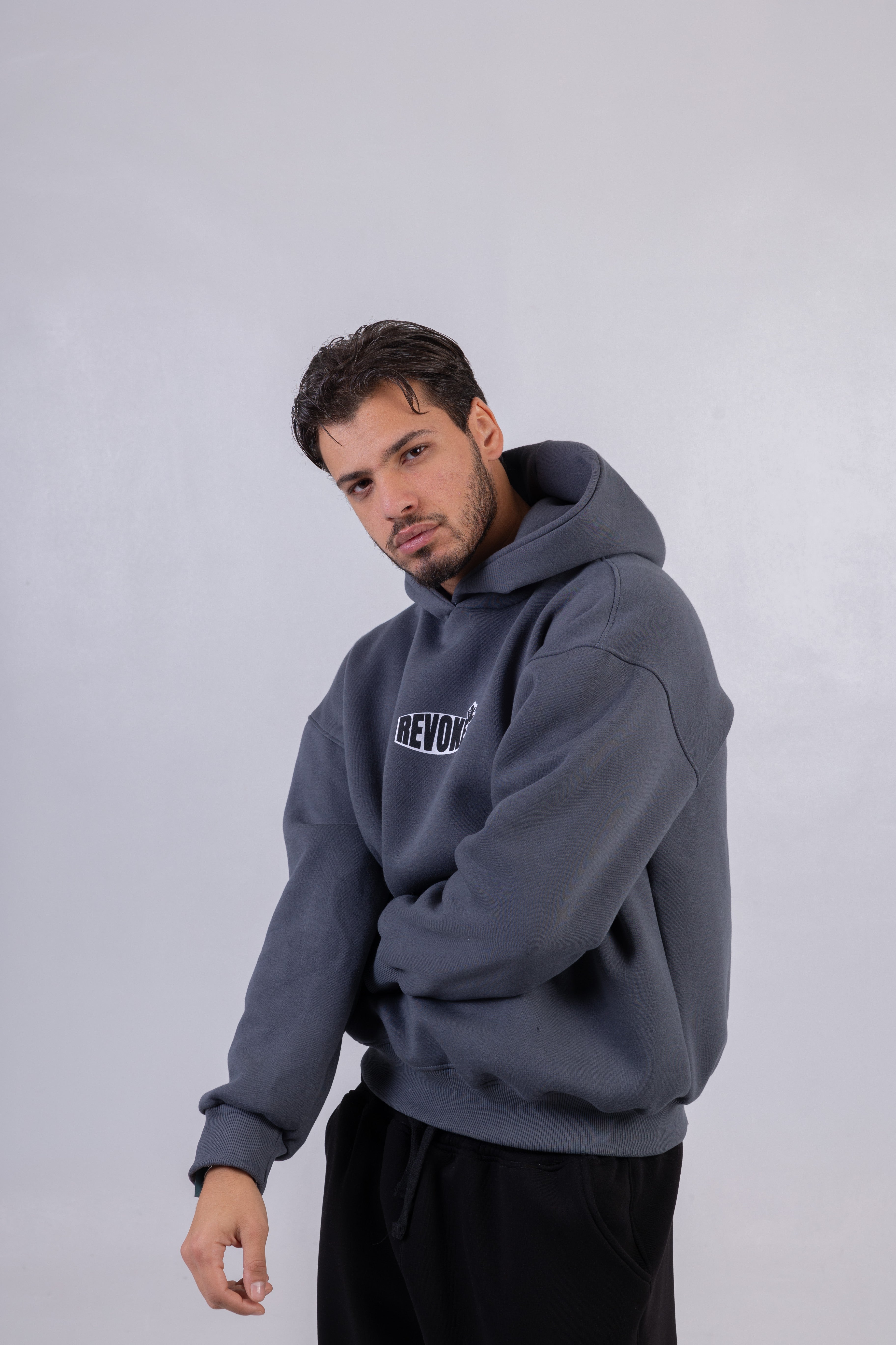 REVOKE Washed Grey Hoodie