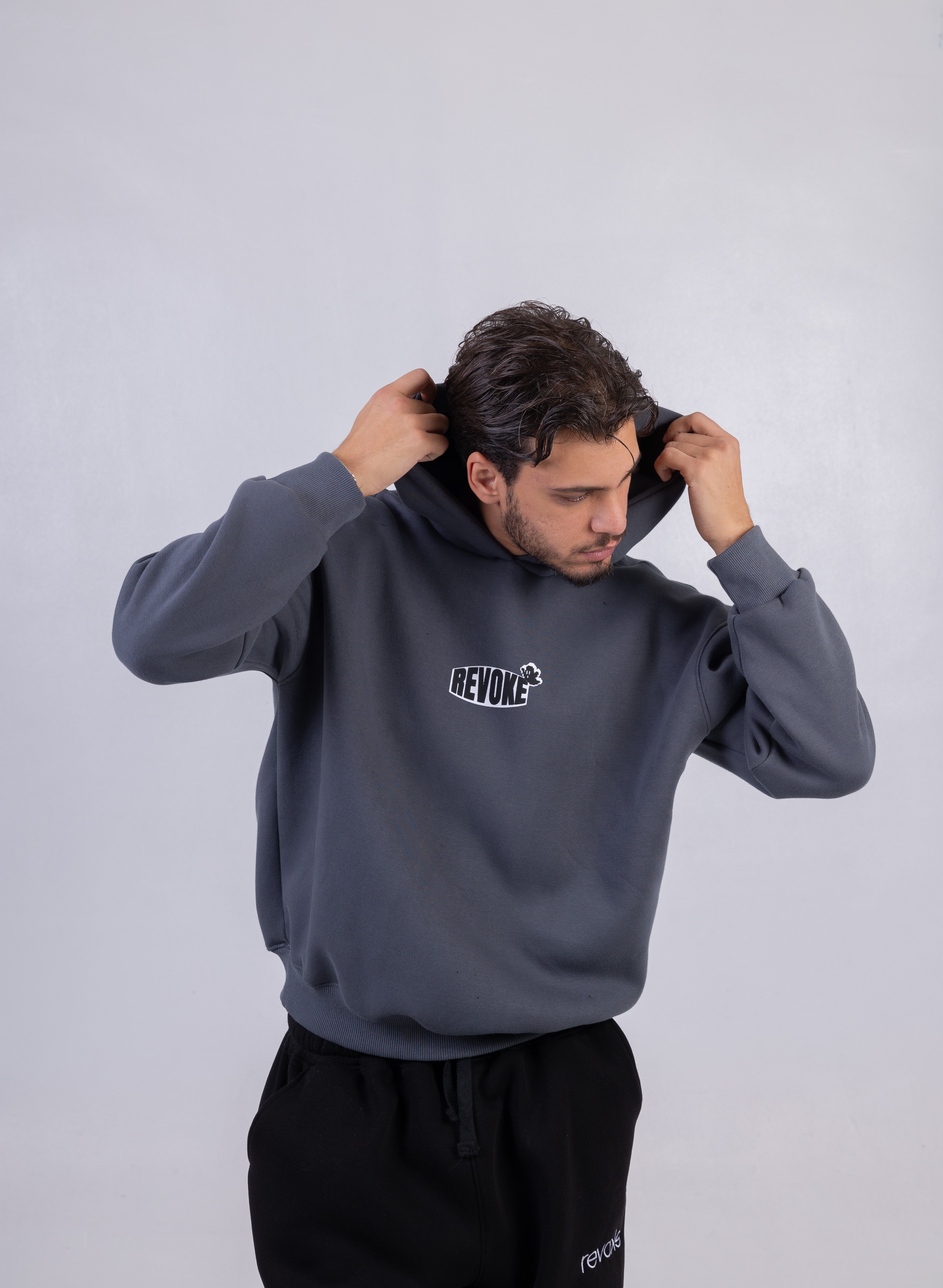 REVOKE Washed Grey Hoodie