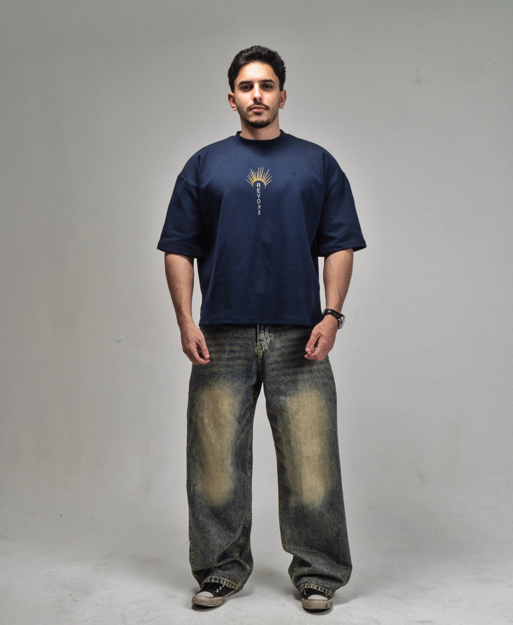 Oversized boxy fit Apex NAVY t-shirt