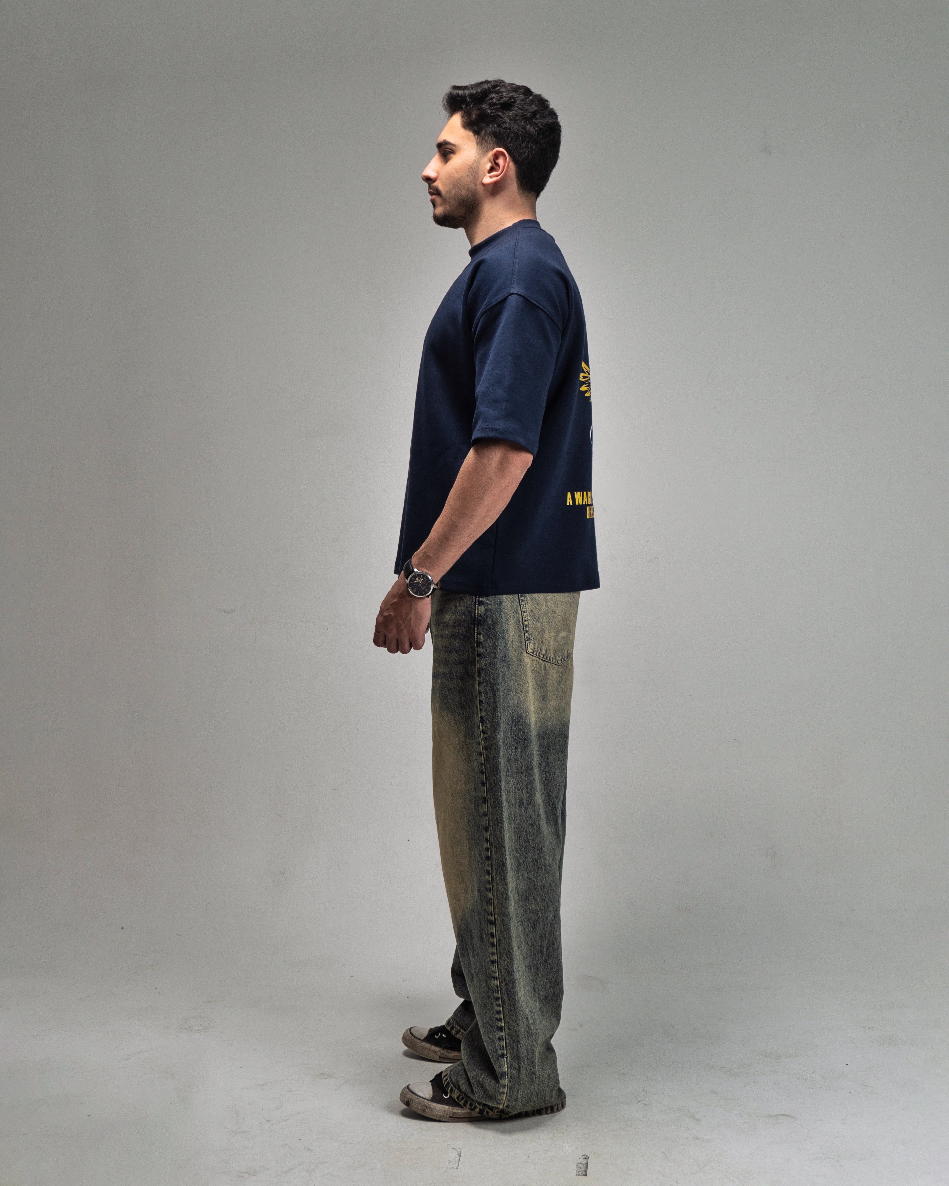 Oversized boxy fit Apex NAVY t-shirt